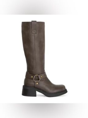 Rebecca Minkoff Tall Brown Harness Block Heel Boot